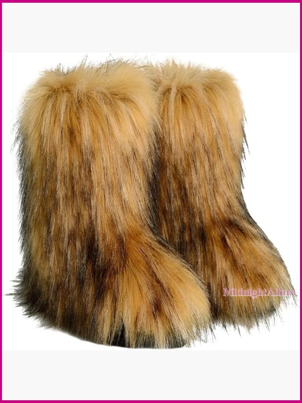 Faux Fur Snow Boots Mid-Calf Flat Pull-On Water Repellent Winter
